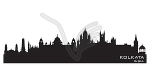 Kolkata India city skyline silhouette - vector clipart