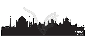 Agra India city skyline silhouette - vector clipart