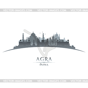 Agra India city silhouette white background - vector image