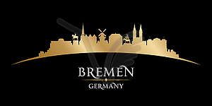 Bremen Germany city silhouette black background - vector clip art