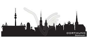 Dortmund Germany city skyline silhouette - vector clip art