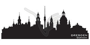 Dresden Germany city skyline silhouette - vector clipart