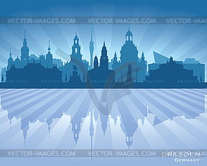 Dresden Germany city skyline silhouette - vector clip art