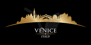 Venice Italy city silhouette black background - vector image