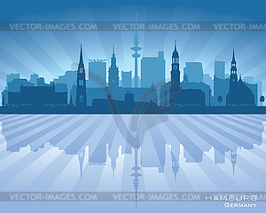 Hamburg Germany city skyline silhouette - vector clipart