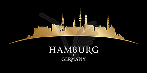 Hamburg Germany city silhouette black background - vector image