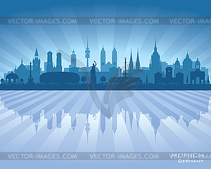 Munich Germany city skyline silhouette - vector clipart