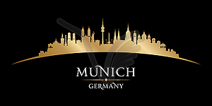 Munich Germany city silhouette black background - vector image