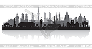 Munich Germany city skyline silhouette - vector clip art