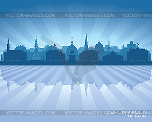 Copenhagen Denmark city skyline silhouette - vector image