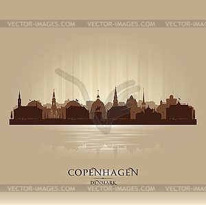 Copenhagen Denmark city skyline silhouette - vector clipart