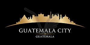 Силуэт города Гватемала на черном фоне - векторный клипарт / векторное изображение