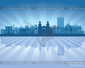 Managua Nicaragua city skyline silhouette - vector clip art