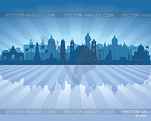 Havana Cuba city skyline silhouette - vector image