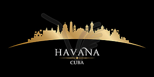 Гавана Куба силуэт города на черном фоне - векторизованное изображение