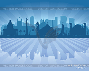 Asuncion Paraguay city skyline silhouette - vector image