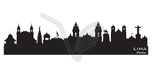 Lima Peru city skyline silhouette - vector clipart