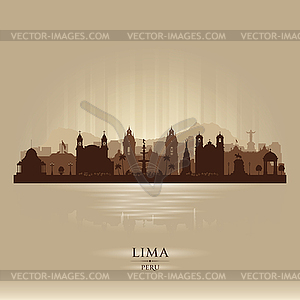 Lima Peru city skyline silhouette - vector clipart