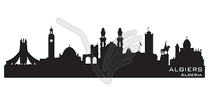 Algiers Algeria city skyline silhouette - vector clipart