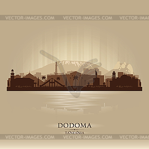 Dodoma Tanzania city skyline silhouette - stock vector clipart