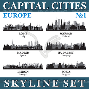 Capital cities skyline set. Europe. Part  - stock vector clipart