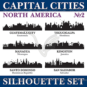 Capital cities silhouette set. North America. Part  - vector clip art