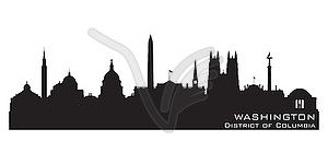 Washington DC city skyline silhouette - stock vector clipart