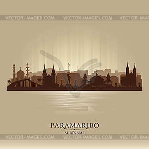 Paramaribo Suriname city skyline silhouette - vector image