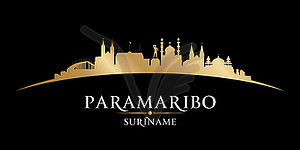 Силуэт города Парамарибо Суринам на черном фоне - изображение в формате EPS