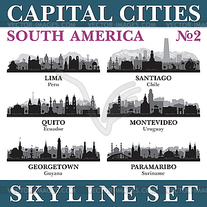 Capital cities skyline set. South America. Part  - vector clip art