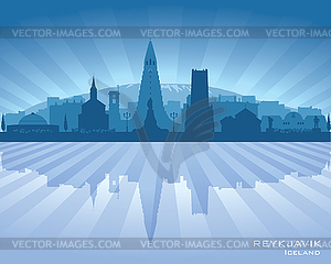 Reykjavik Iceland city skyline silhouette - vector clip art