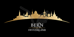 Bern Switzerland city silhouette black background - vector clipart