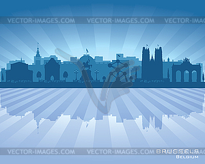 Brussels Belgium city skyline silhouette - vector clip art