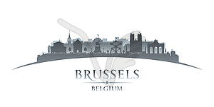 Брюссель Бельгия силуэт города на белом фоне - иллюстрация в векторе