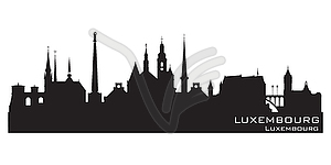 Luxembourg city skyline silhouette - white & black vector clipart