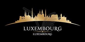 Силуэт города Люксембург на черном фоне - векторизованный клипарт
