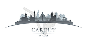 Силуэт города Кардифф Уэльс на белом фоне - векторный клипарт