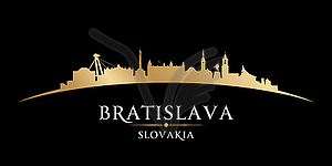 Bratislava Slovakia city silhouette black background - vector image