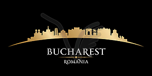 Bucharest Romania city silhouette black background - vector clipart