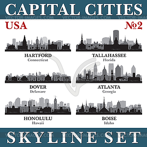 Capital cities skyline set. USA. Part  - vector EPS clipart