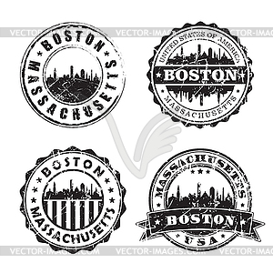 Бостонская марка Массачусетса, почтовый штемпель горизонта. - изображение векторного клипарта