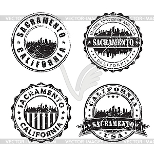 Sacramento California Stamp Skyline Postmark. - white & black vector clipart