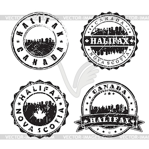 Halifax Nova Scotia Stamp Skyline Postmark. - vector image