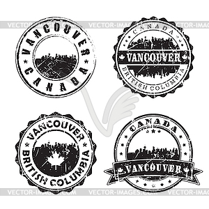 Vancouver British Columbia Stamp Skyline Postmark. - vector clip art