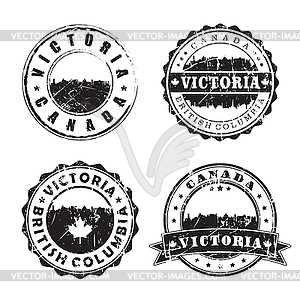 Victoria British Columbia Stamp Skyline Postmark. - vector image