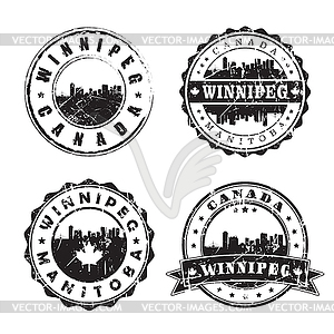 Winnipeg Manitoba Stamp Skyline Postmark. Silhouett - vector clipart