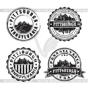 Pittsburgh Pennsylvania Stamp Skyline Postmark. - vector image