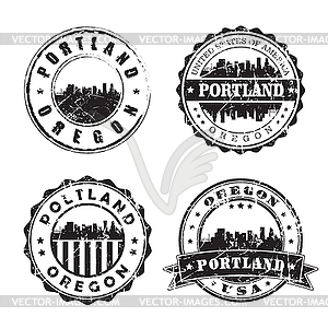 Portland Oregon Stamp Skyline Postmark. Silhouette - vector clipart