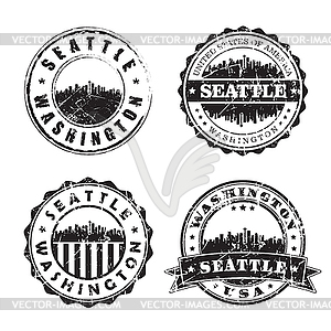 Seattle Washington Stamp Skyline Postmark. - vector clipart / vector image