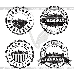 Jackson Mississippi Stamp Skyline Postmark. - vector clipart